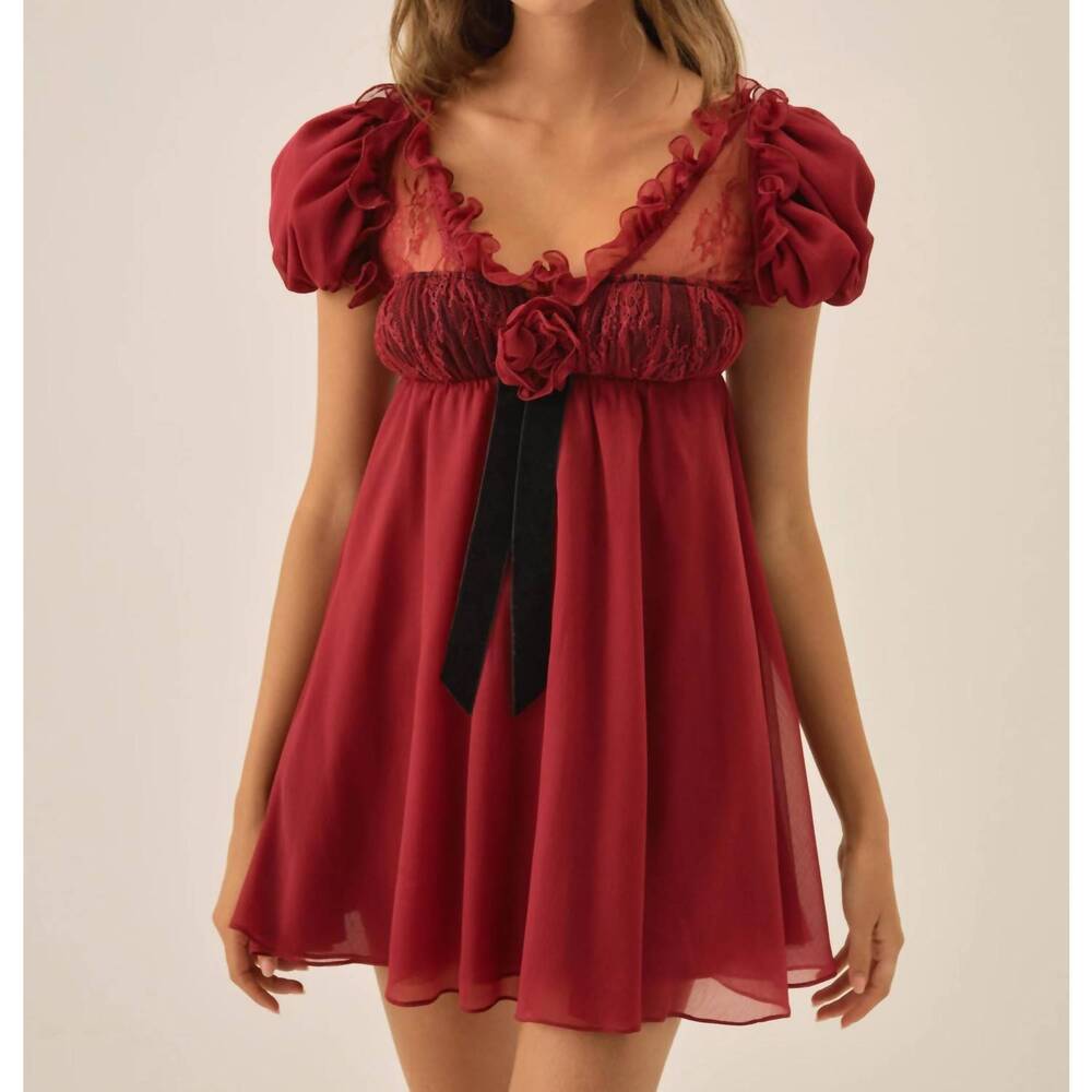 NEW FOR LOVE & LEMONS claudine chiffon mini dress in oxblood